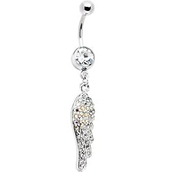 Clear Aurora Jeweled Angel Wing Belly Ring