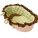 Hoohobbers 4 Piece Moses Basket For the Baby-Green with Brown Dots Pattern