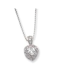 Sterling Silver CZ Heart on 18" Chain Necklace QG1006-18"