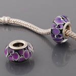 Believe Beads© 1x Purple Flower Silver Plated glass Charm Bead will fit Pandora/Troll/Chamilia Style Charm Bracelet