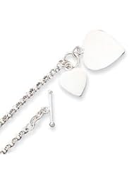 Sterling Silver Double Heart Toggle Necklace - 18 Inch