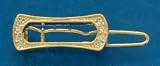 14K Gold Plate Small Barrette with Eight 1.5mm Swarovski Crystals, 1 3/8 inch long