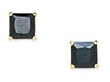 14k Yellow Gold Black 5mm Princess Square Cz Screwback Earrings - Jewelryweb