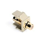 Leviton 40830-BIE QuickPort RCA Jack Connector, Black Stripe, Ivory