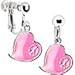 Pink Heart Peace Sign Clip Earrings