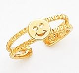 Women's 14k Gold Smiley Face Toe Ring