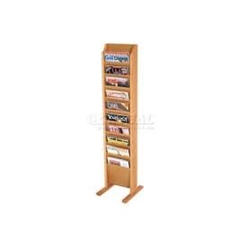 10 Pocket Free Standing Oak Display Light Oak