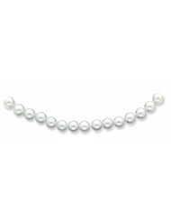 14K Gold 7.5-8mm White Akoya Saltwater Cultured Pearl Necklace 24 Inches