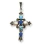 Sterling Silver Multi-Color Stone Cross Pendant - JewelryWeb