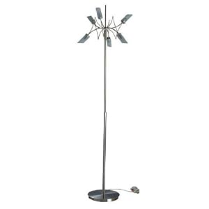 Elegant Frost Glass Shade and Satin Steel Finish 6-Lite Floor Lamp by Century