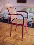 Vintage Red Bended Wood & Cane Stending Chair