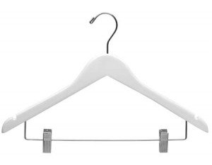Wooden Combo Hangers w/Clips White Box of 50