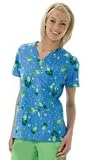 Dickies 100% Cotton Print Two Pocket V-Neck Scrub Top (XS-2X) in Assorted Colors.