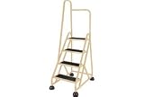 4 Step Aluminum Rolling Ladder - Beige