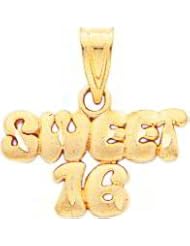 14K Yellow Gold Sweet 16 Charm Pendant FindingKing