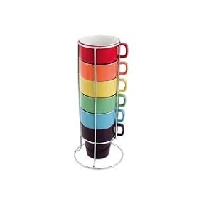 Coffee Cup Coffee Mug Tower - Set of 6 Large MultiColour