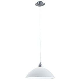 Eglo 88491A Lord-3, Nickel wiped White, 1-Light Pendant Light Fixture by Eglo
