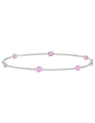 Pink Sapphire By The Yard Station Bracelet in White Gold 14K with 0.60 Carat Weight in 7 Inch Le