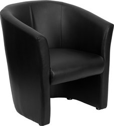Flash Furniture GO-S-01-BK-QTR-GG Black Leather Barrel-Shaped Guest Chair On Sale