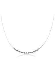 Italian Sterling Silver Rhodium and Black Rhutenium Plated Diamond Cut Oval Bead Necklace 17" + 1" Extender