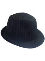 Outer Rebel Fashion Fedora Hat- Black Pinstripe