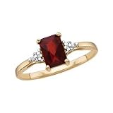 10kt. Gold, Garnet Ring with Diamond Accents