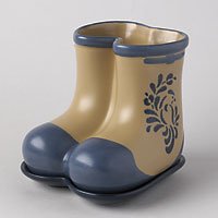 Pfaltzgraff Folk Art Stoneware Boots Planter