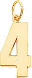 14K Gold Large Polished Number 4 Charm