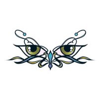Tribal Eyes Glitter Temporary Tattoo 2.5x3.5