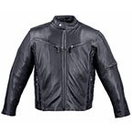 Motorcycle Jackets - Mens Vented Leather Motorcycle Jacket MJ413 Black