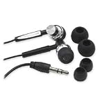 Metal Earbuds,w/3 Size Cushions,9mm, 3.5mm Plug,4',BK/SR, Sold as 1 each