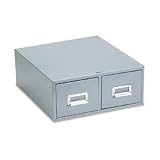Buddy Products 1646-1 Buddy Products Double Drawer Steel 4 x 6 Card Cabinet, 16D, 3000-Card Cap, Gray