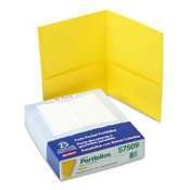 Oxford Leatherette Twin Pocket Portfolios, 8-1/2"x11", Yellow, 25/Box ESS57509