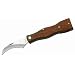 Mushroom knife with brush, wooden handle, forrowed blade back