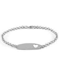 Childrens Jewelry - Sterling Silver Heart ID Bracelet (6 inches)