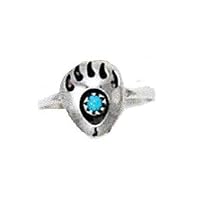 Navajo Sterling Silver Bearclaw Ring with Turquoise