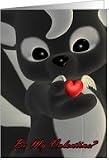 Be My Valentine? Cute little Skunk with flying heart Card