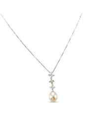 CleverEves Sterlings Silver Necklace With Pearl and Cz Accents