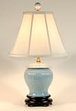 Light Blue Traditional Ribbed Porcelain Table Lamp
