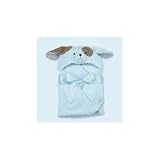 Bearington Baby Collection Puppy Dog Series (Blue):Waggles Hooded Bath Towel