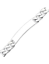 Sterling Silver Polished Engraveable Figaro Link ID Bracelet - 8.5 Inch