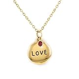 14K Gold LOVE Pendant with Garnet