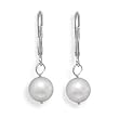 Grade AAA 7.5-8mm Cultured Akoya Pearl Drop Earrings with White Gold Lever Backs
