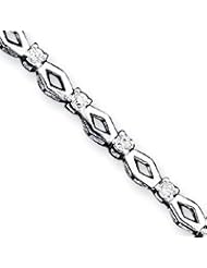 Sterling Silver Polished Fancy CZ Bracelet