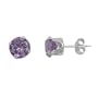 316L Stainless Surgical Steel Earrings - Birthstone CZ Stud Earrings - 7mm, Amethyst CZ