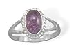 Oval Amethyst Silver Ring With Rope Edge Size Available 5,6,7,8,9
