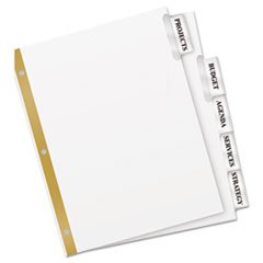 WorkSaver Big Tab Dividers, Clear Tabs, 5-Tab, Letter, White