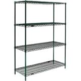 IMAGE OF Eagle Group S4-74-2472E Wire Shelving Starter Kit 4 24 W x 72 L Shelves 4 74 Posts Green Epoxy Finish with Microgard NSF EAGLEgard series
