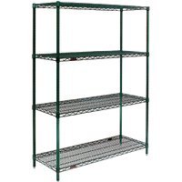 Eagle Group S4-74-2472E Wire Shelving Starter Kit 4 24 W x 72 L Shelves 4 74 Posts Green Epoxy Finish with Microgard NSF EAGLEgard series