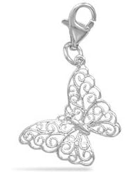 Filigree Butterfly Charm with Lobster Clasp